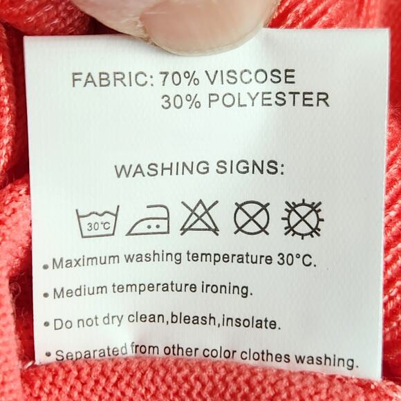 Urban Coco Knit Cropped Cardigan Lightweight Sweater Salmon Color Women’s SZ M - Picture 13 of 15